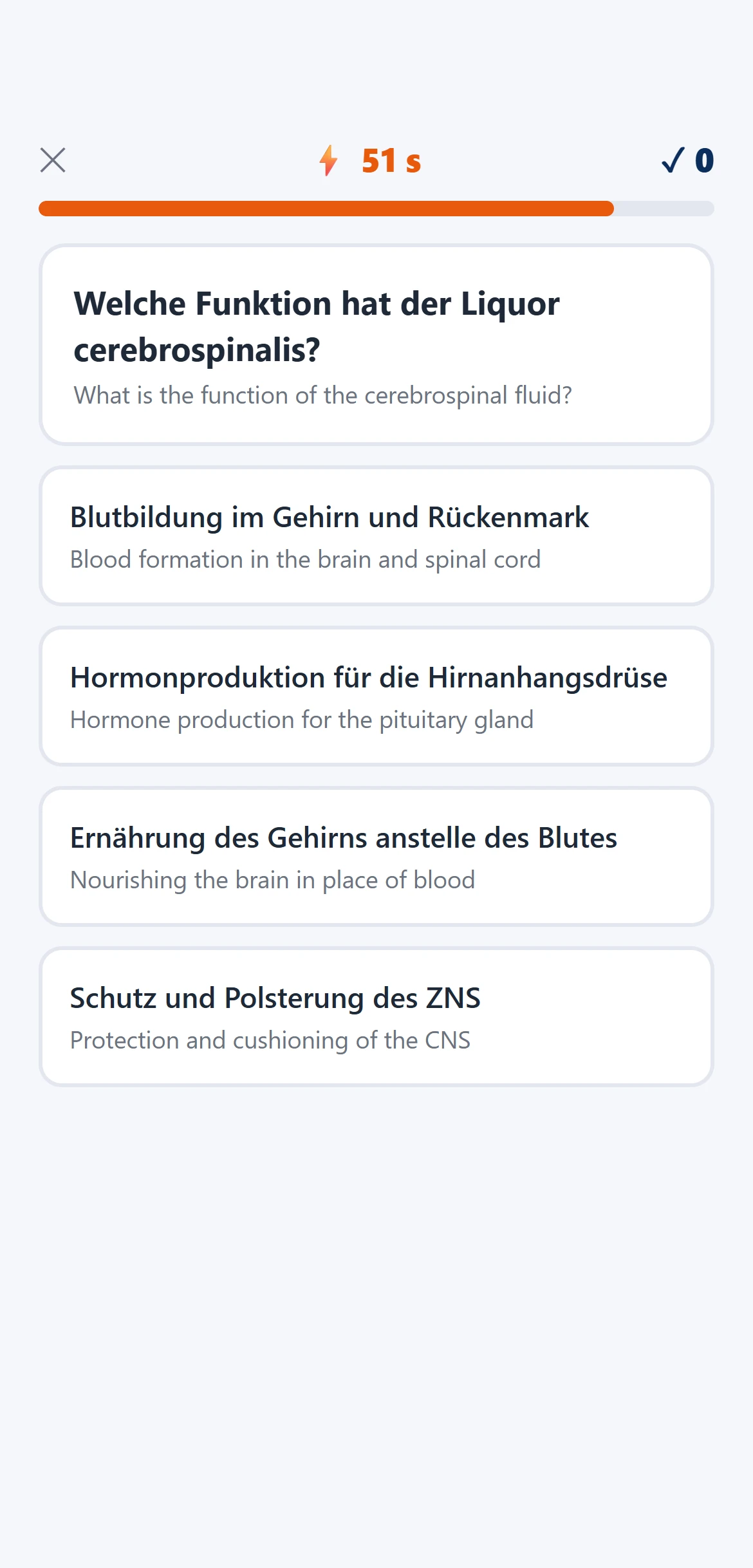 Blitzrunde mit Zeitbalken