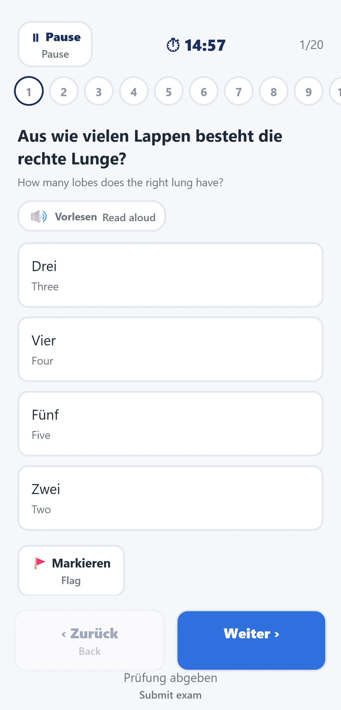 Examensmodus mit Timer