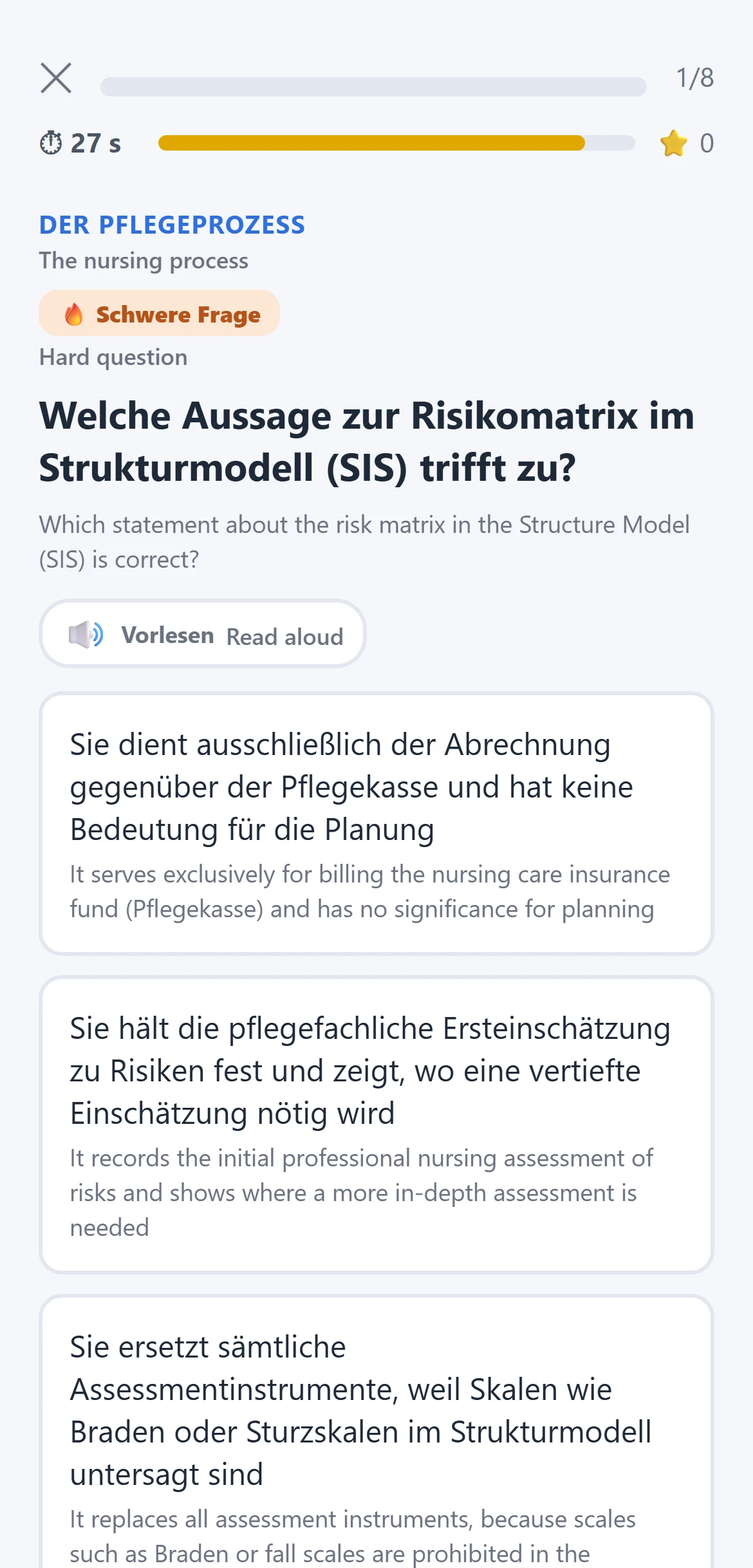 Amicura Quizfrage mit englischer Übersetzung